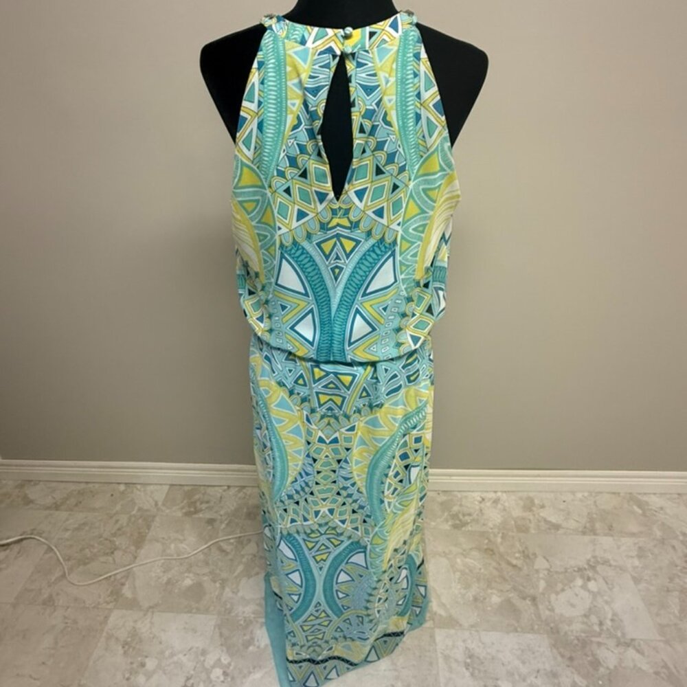 Long Multi Coloured Dress with Jewel Collar - Picture 3 of 5